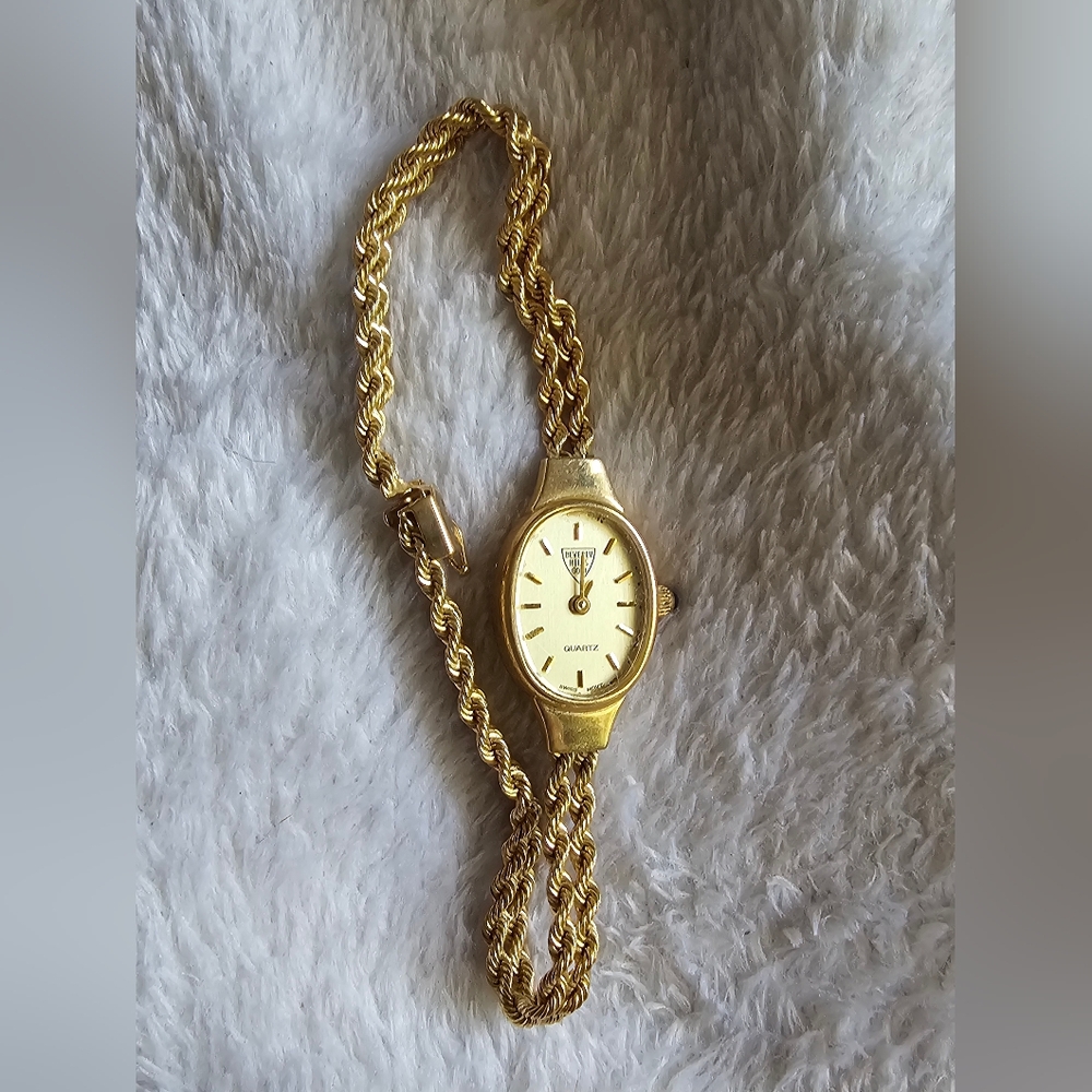 Vintage 14K Solid Yellow Gold BEVERLY HILLS Women's Rope Bracelet Watch 6.5” - Picture 3 of 5